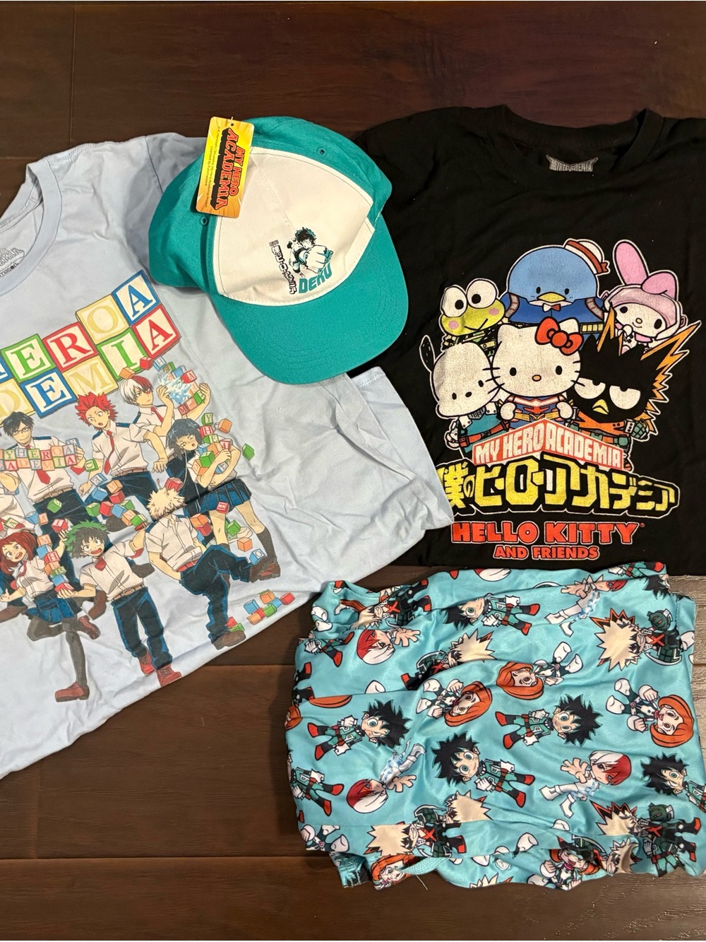 My Hero Academia x Hello Kitty Tee + Anime Graphic Set - Light Blue & Black